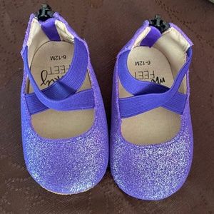 Purple enchanted monkey feet ballet shoes 6-12 months